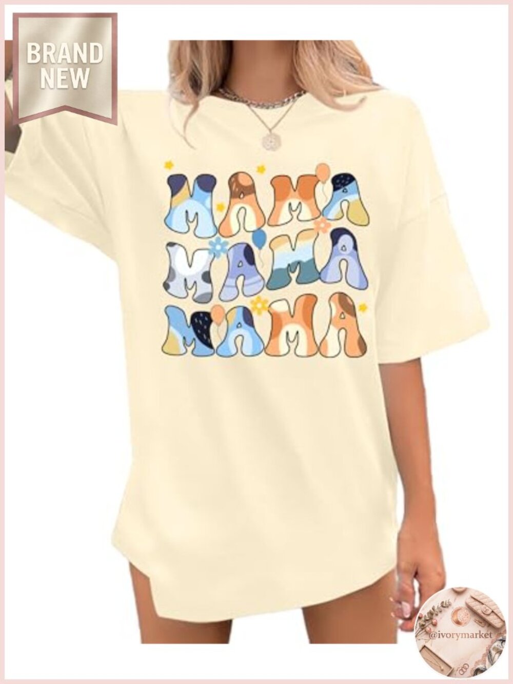 Women's Oversized Mama Shirt Cotton Blend Tee Graphic Gift for Mom